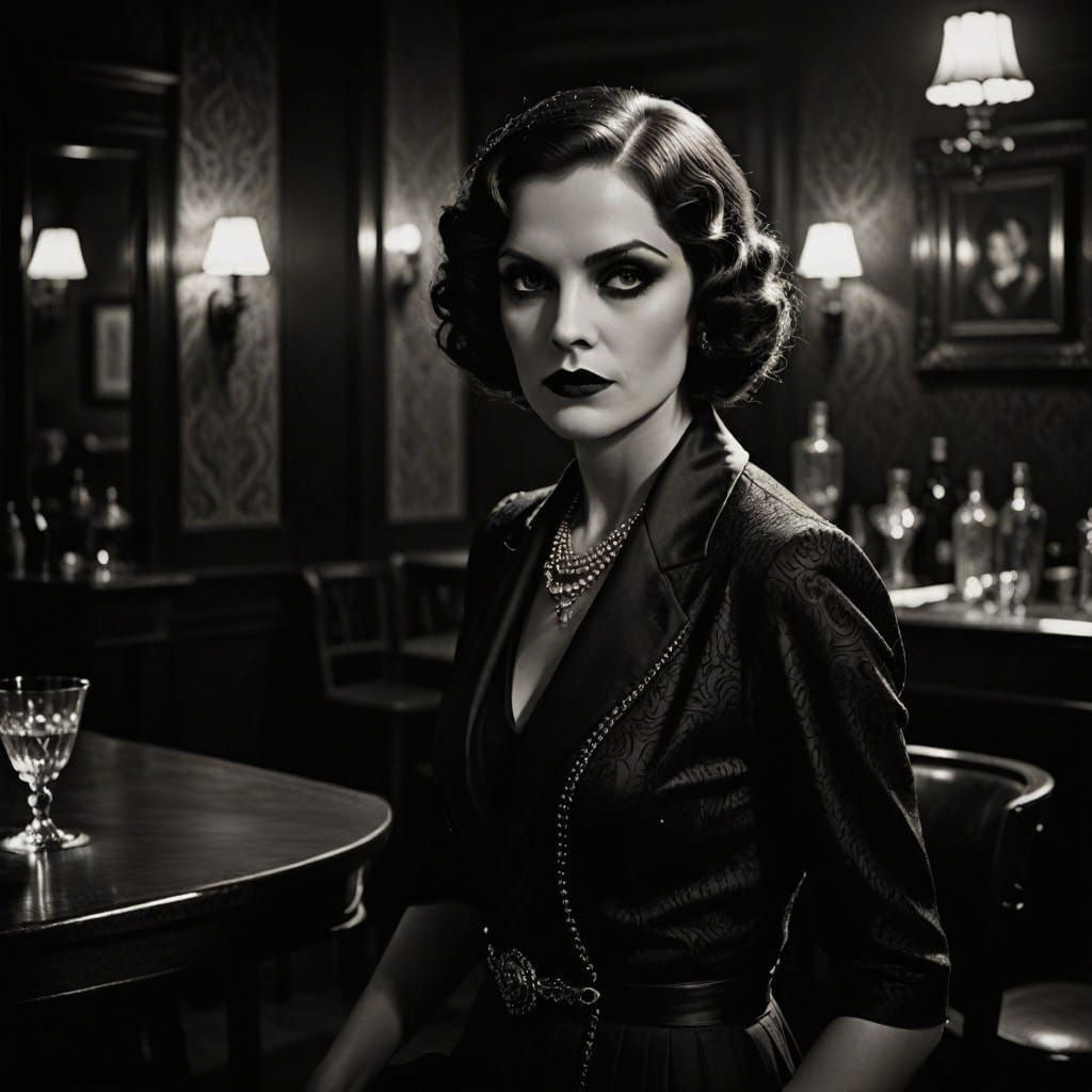 1920s Vampire Femme Fatale in Speakeasy