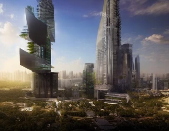 Ultra-Realistic Skyscrapers in a Utopian Future