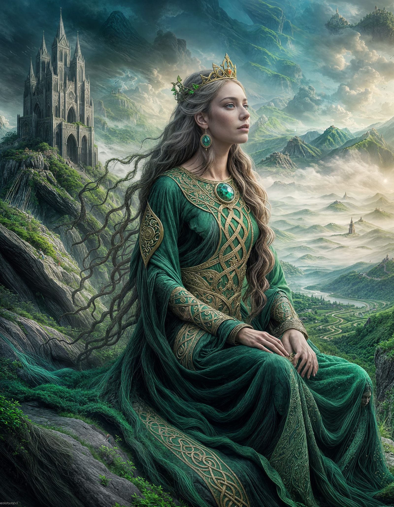 Celtic Earth Queen Overlooking Her Kingdom