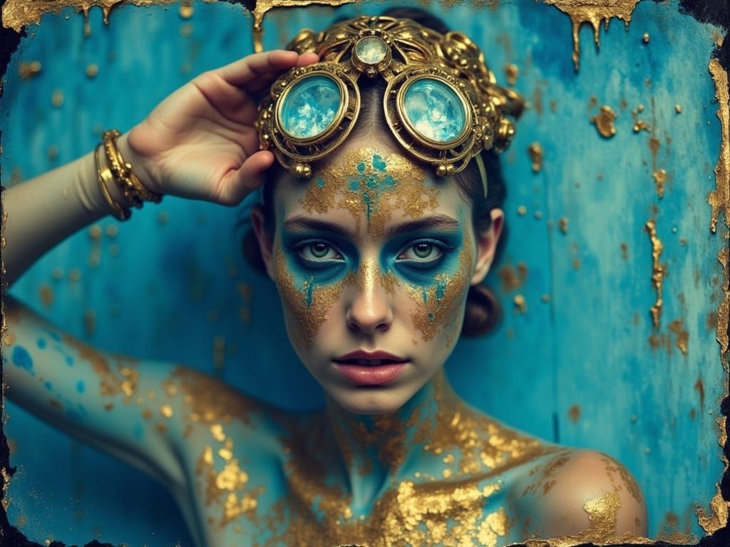 Avant-Garde Lifeguard in Gilded Vintage Photography Style