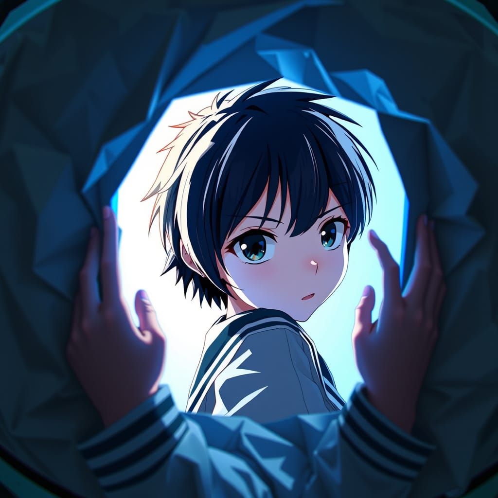 Anime Girl Leans in, Curious and Suspicious