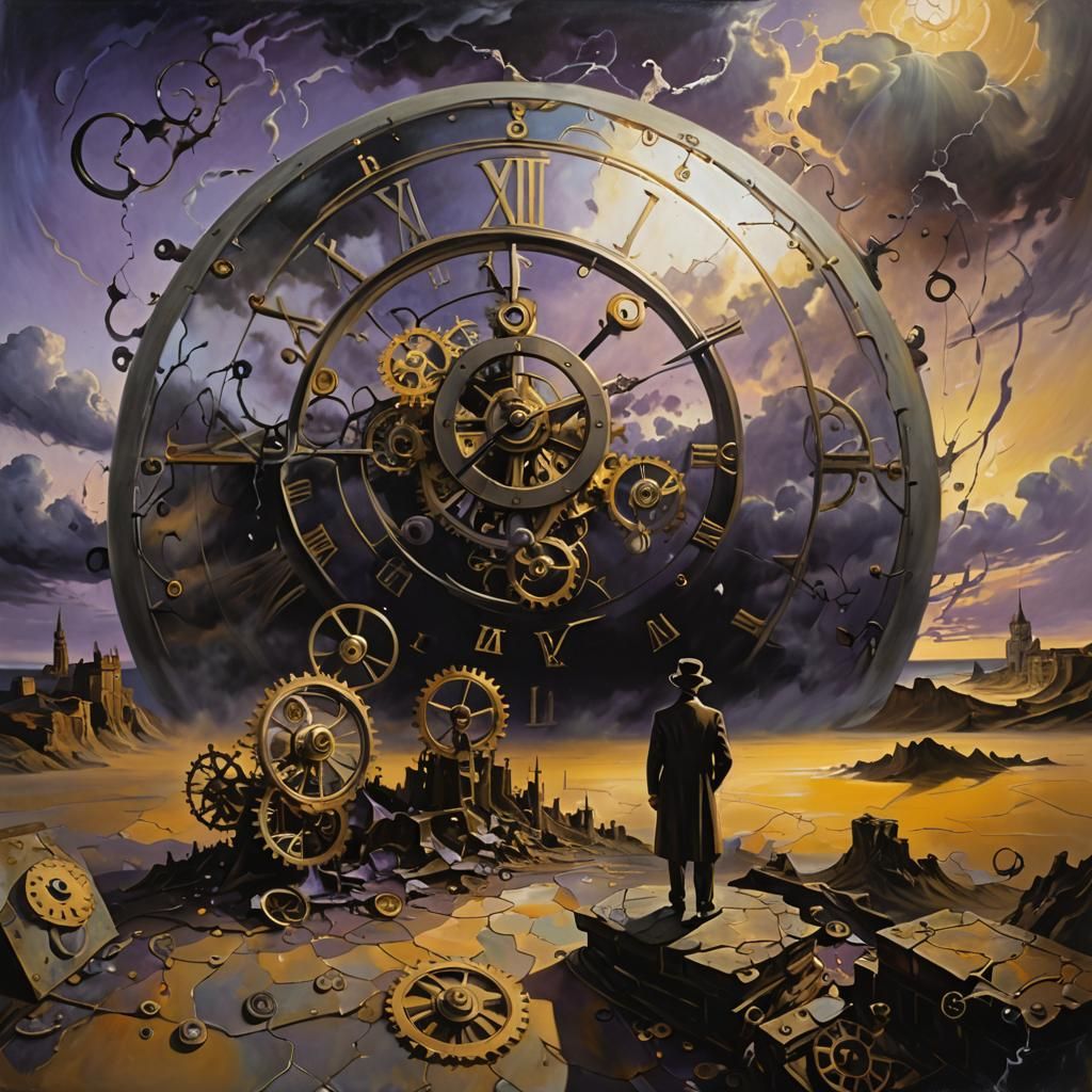 Surreal Twilight: Clockwork Gears in the Skyline