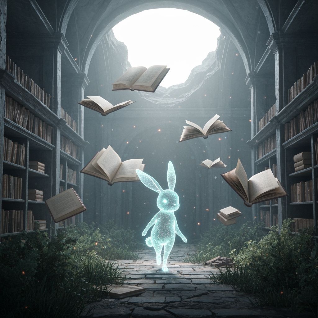 Spectral Rabbit in Floating Library Ruins