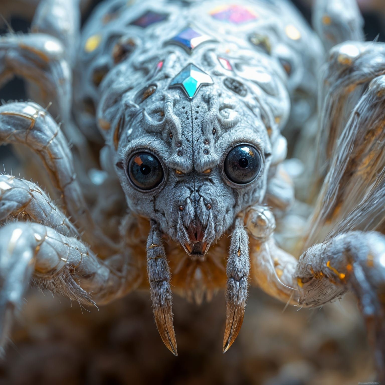 Hyperrealistic Spider Goddess with Radiant Organic Textures