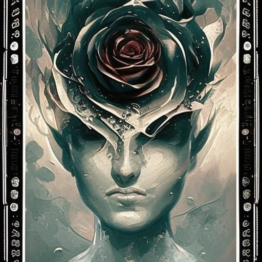 Stained Glass Rose with Sheet Music in Watercolor