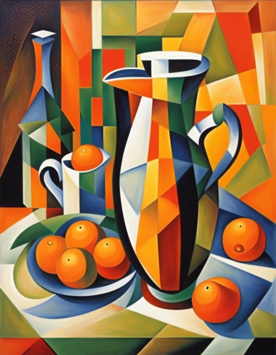 Cubist Orange Juice Pitcher Still Life
