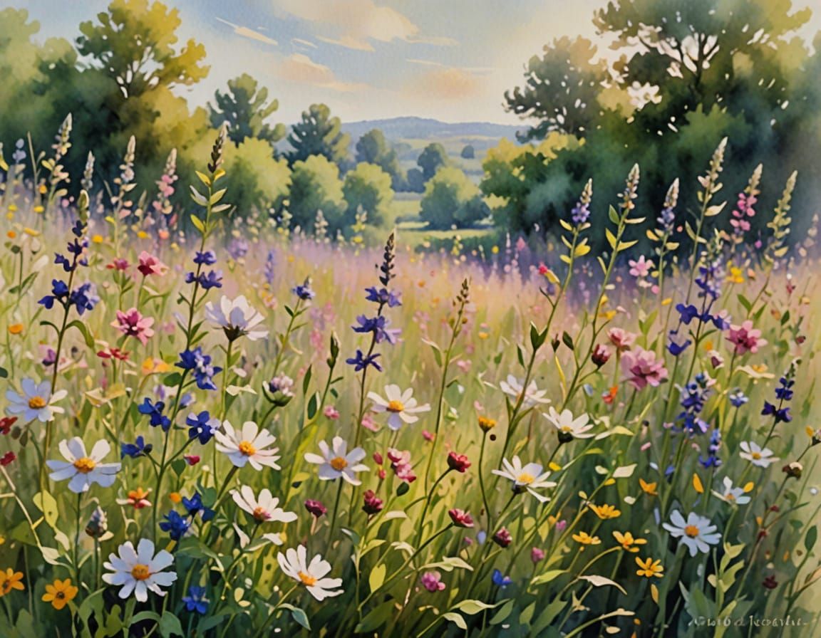 Impressionist Wildflowers in Soft Sunlight