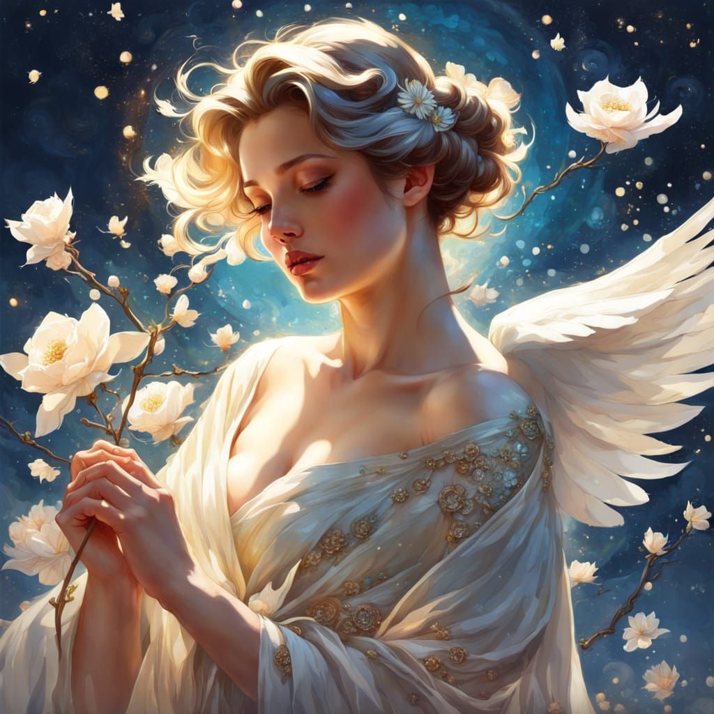 Celestial Dove Made from Blooming Flowers in Hyper-Realistic...