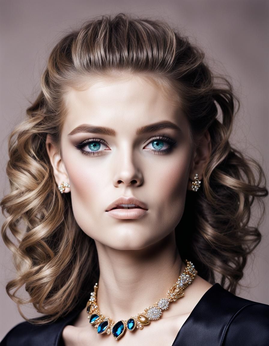 High Fashion Model with Elaborate Hair and Jewels