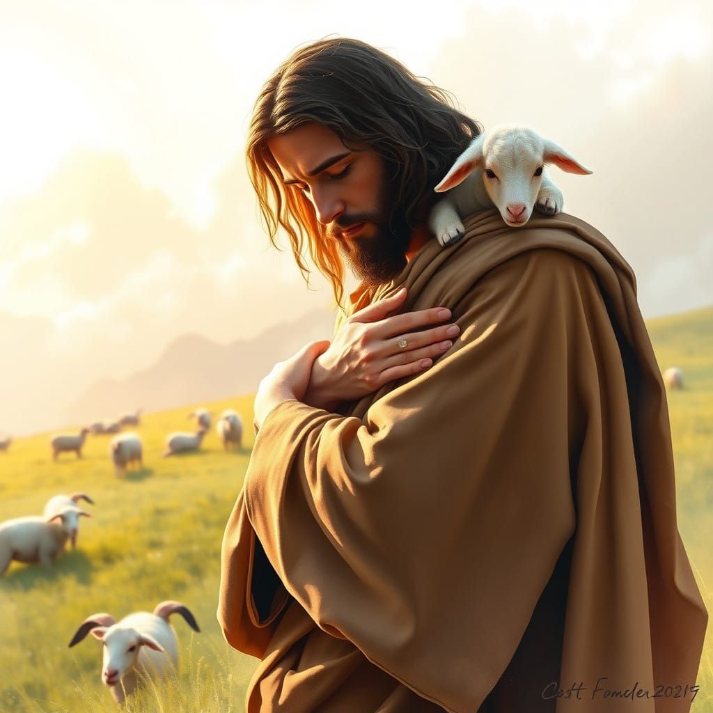 Watercolor-Style Jesus Portrayal in Earthy Harmony