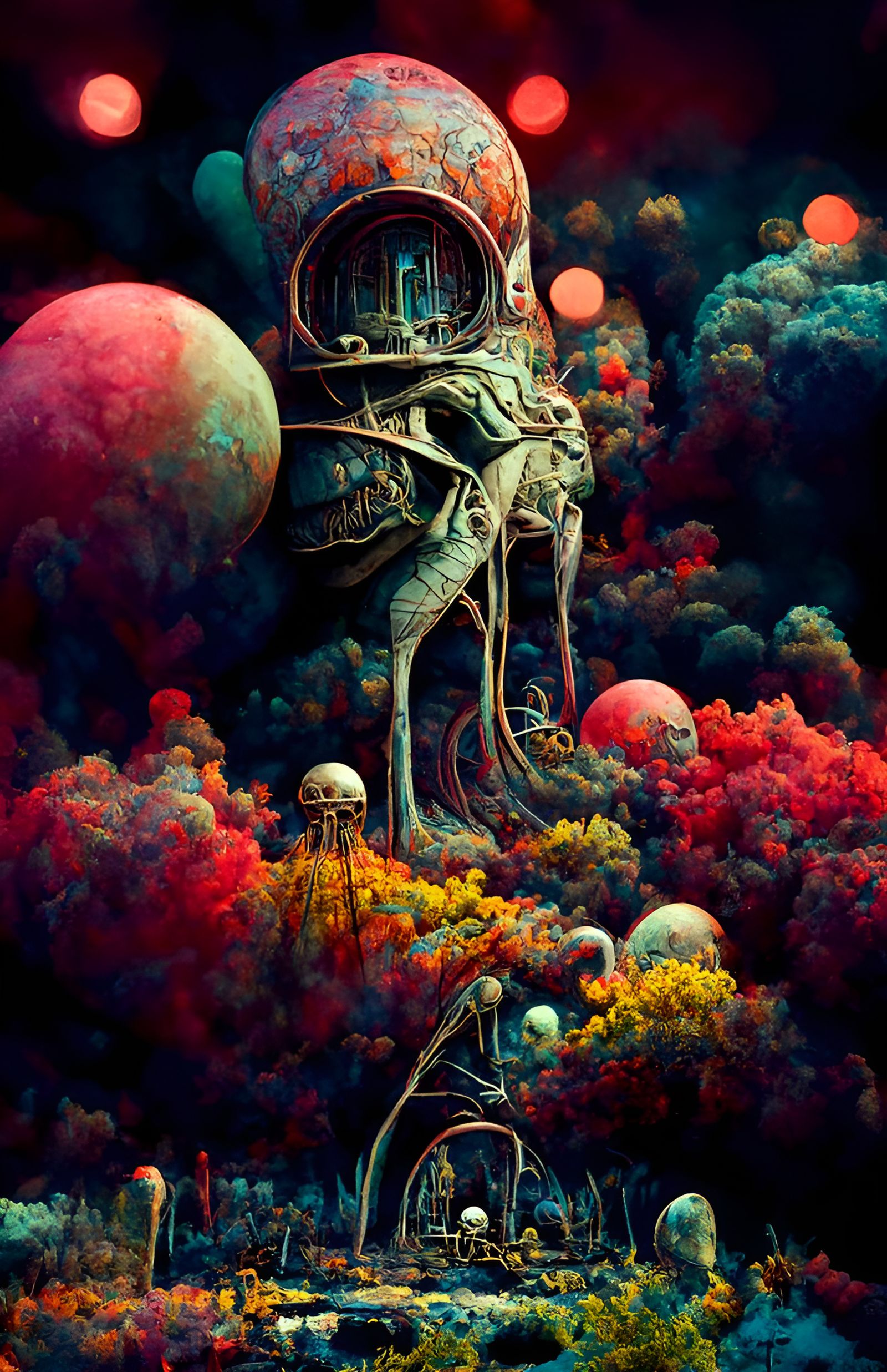 Psychedelic Extraterrestrial Sci-Fi Landscape, Retro Synth-W...