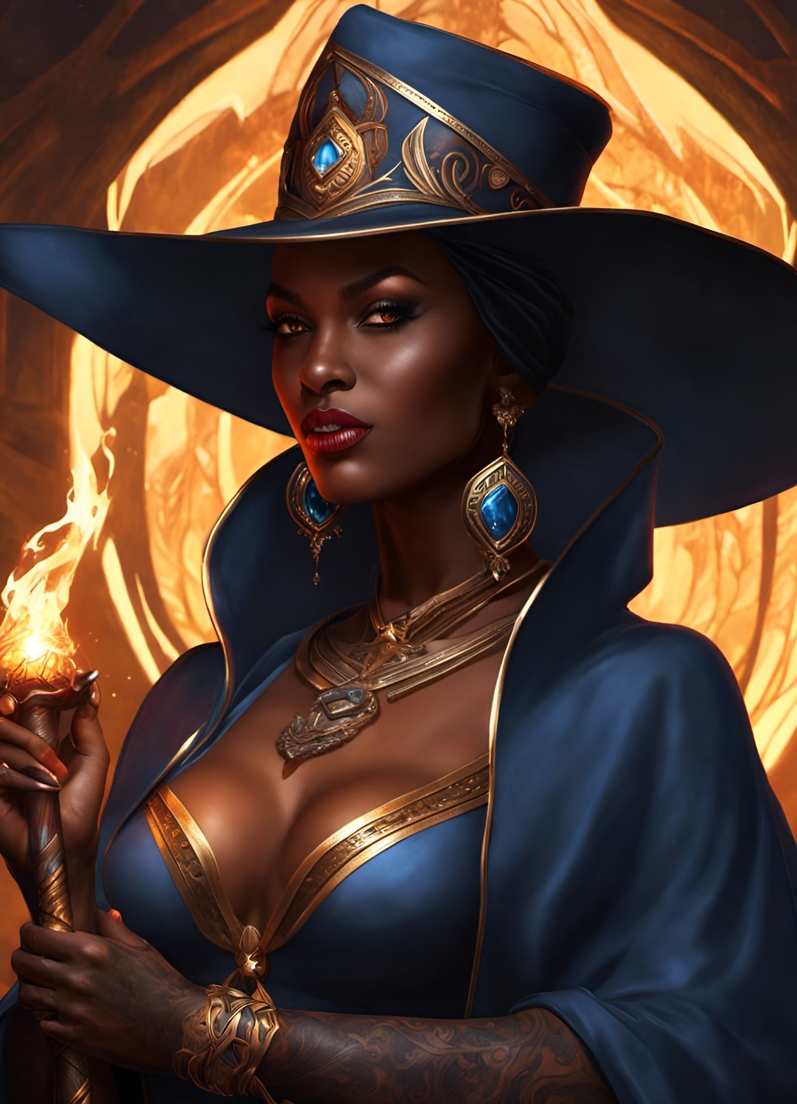 Dark Fantasy Portrait of a Tattooed Female Mage