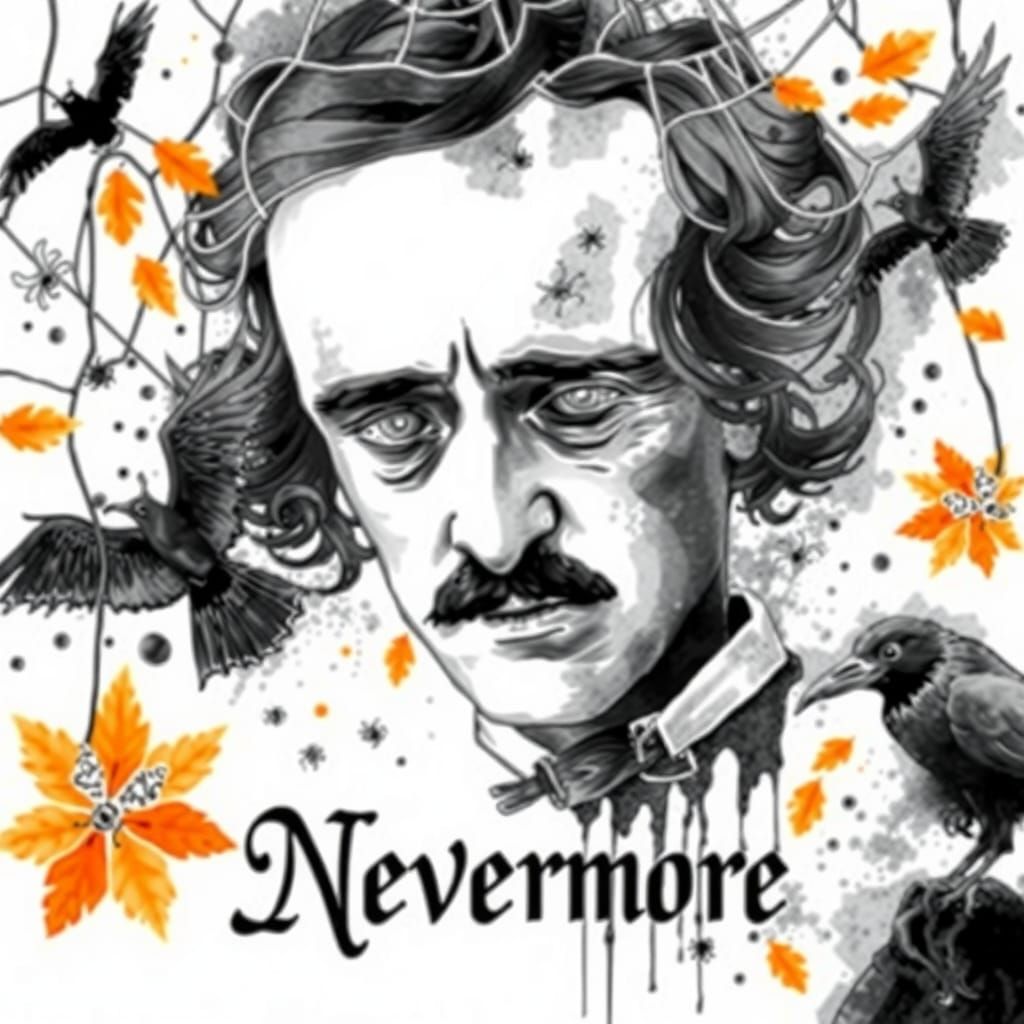 Spooky Watercolor Portrait of Edgar Allan Poe