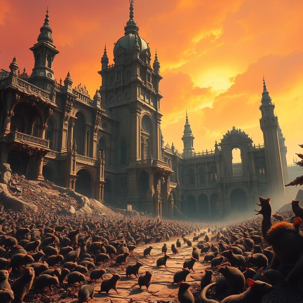 Rat-Infested Palace in Hyperrealistic Fantasy Style