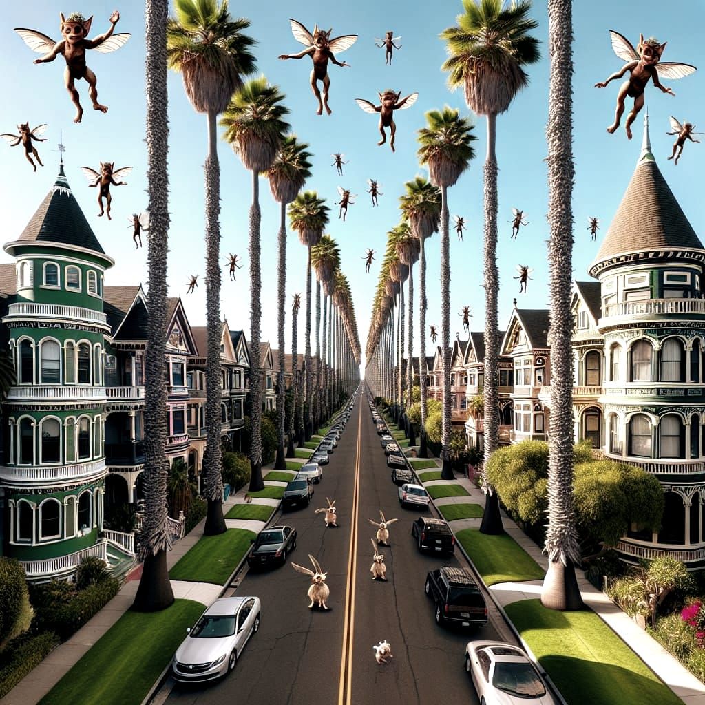 Palm Tree Avenue with Flying Elves