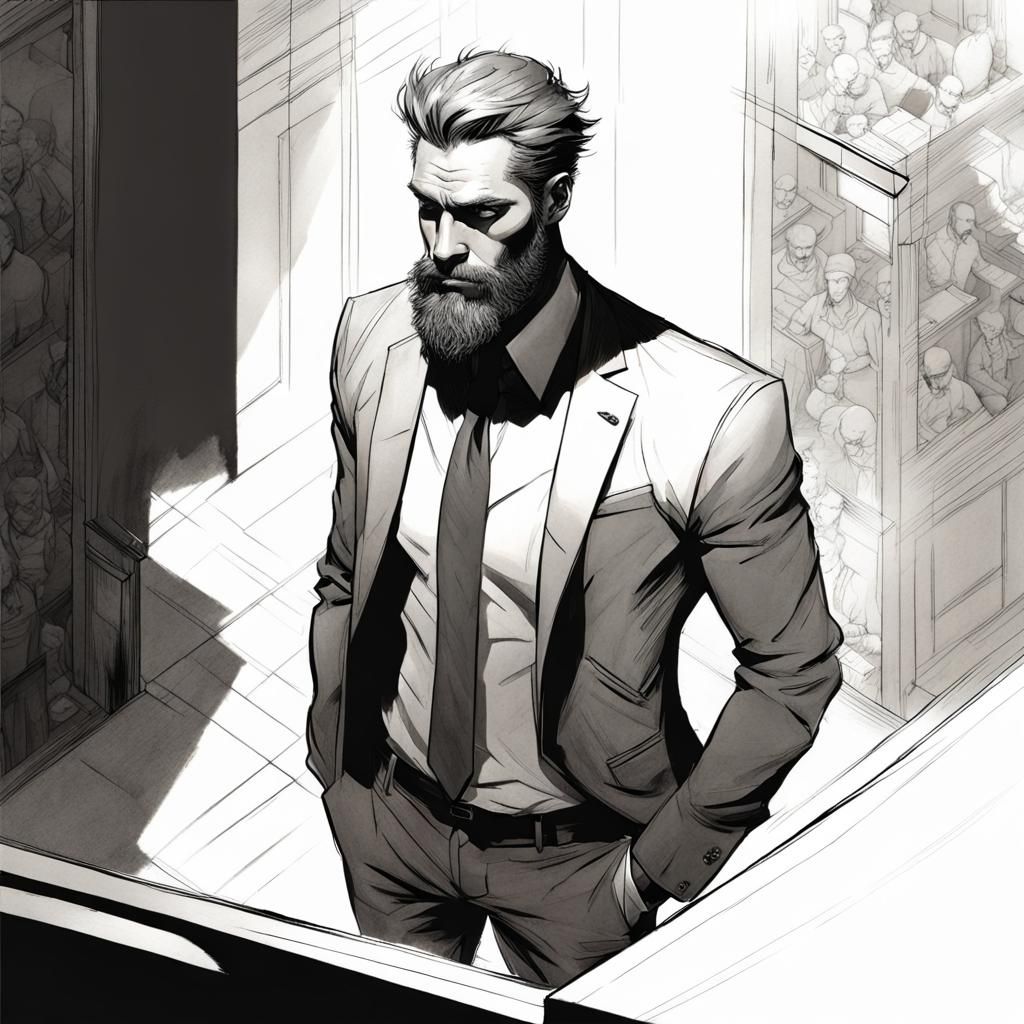 Attractive Bearded Man in Striking Character Design