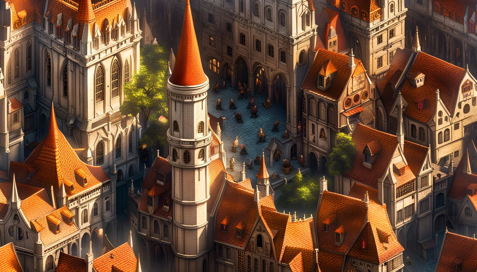 Magical Medieval City: Acrylic Fantasy Art