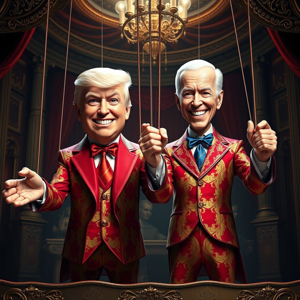 Puppeteers in Baroque Theatre, Intricate Whimsy and Fantasy