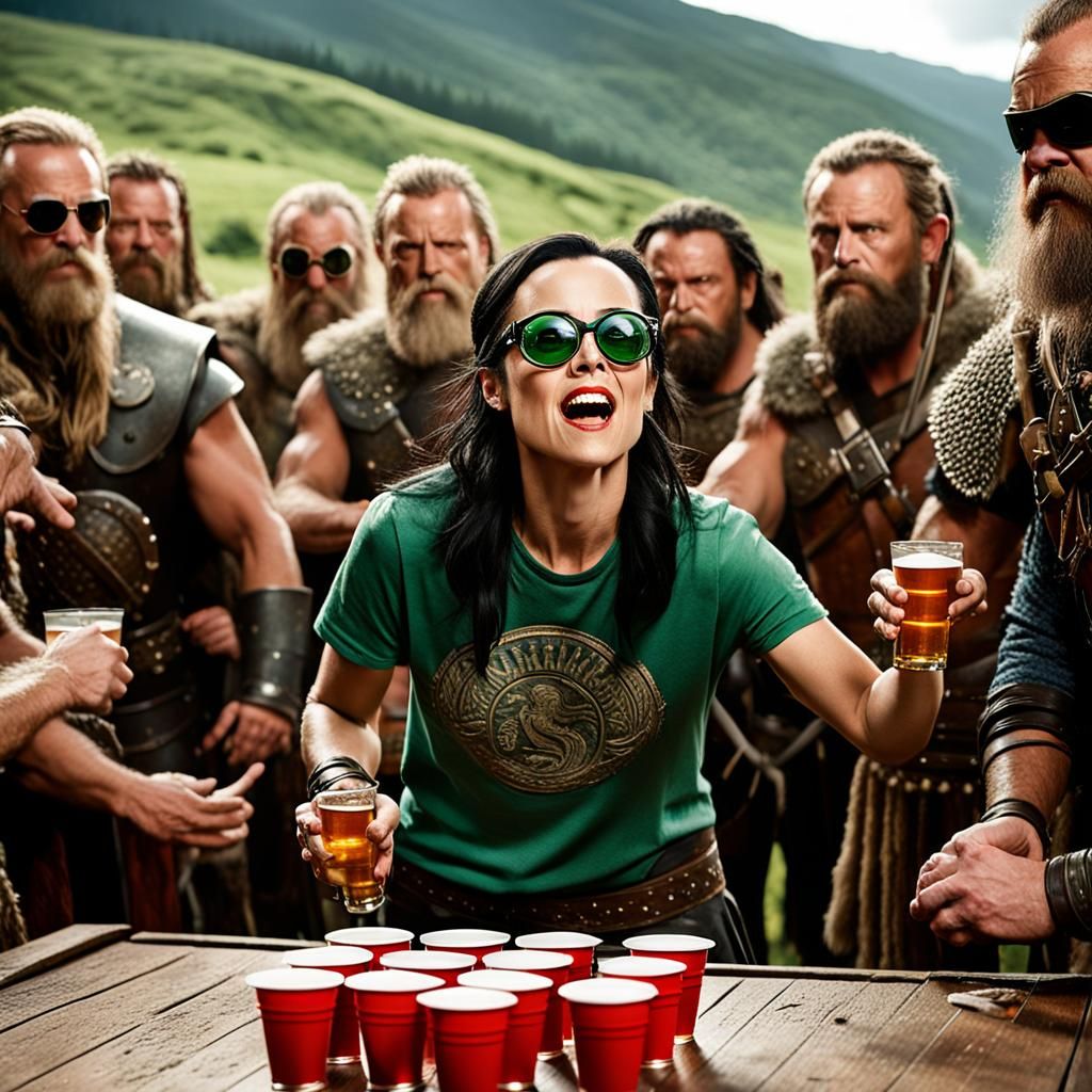 Janeane Garofalo Plays Beer Pong with Vikings