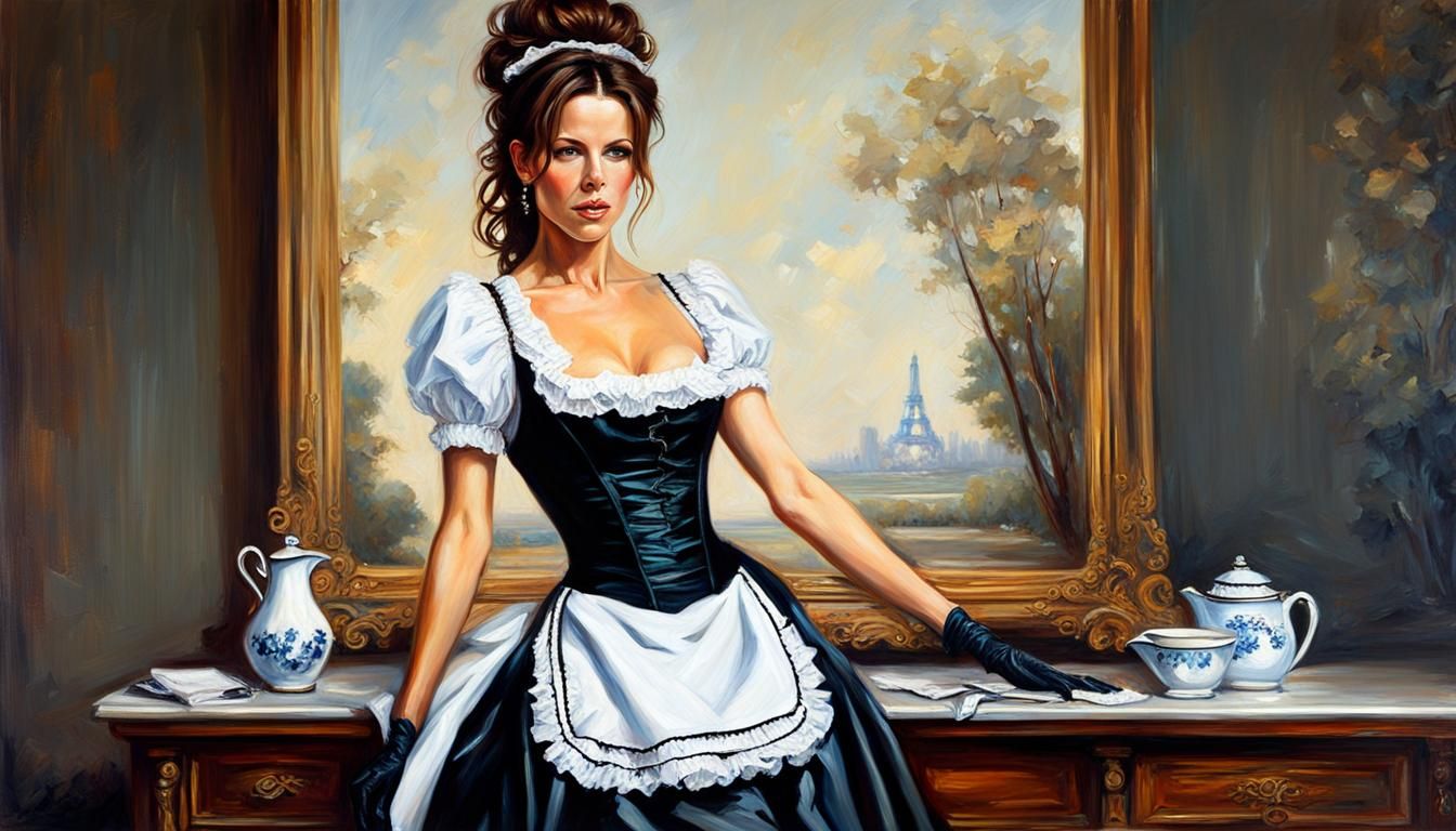 French Maid in Oil Painting Style