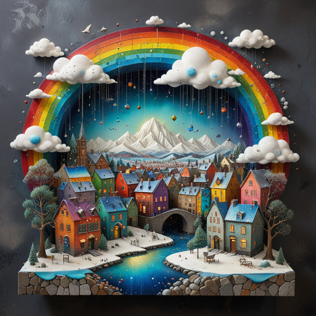 Whimsical Winter Wonderland in Vibrant 3D Art