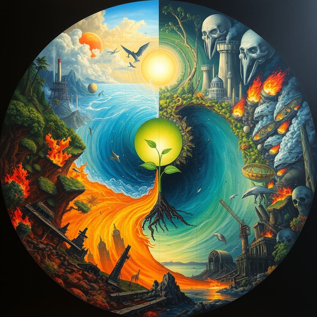 Ecosystems and Industrial Ruins in Circular Painting