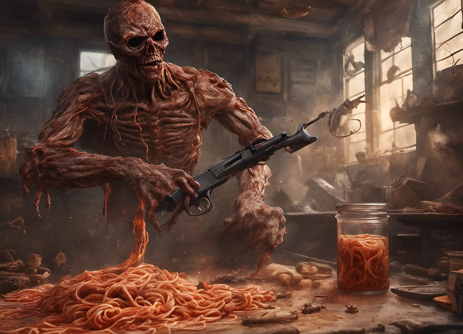 Fantastical Matte Painting of Spaghetti Transformation