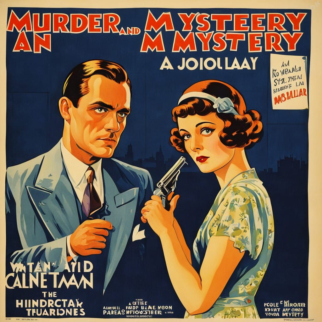 Vintage Murder Mystery Cinema Poster in Art Deco Style