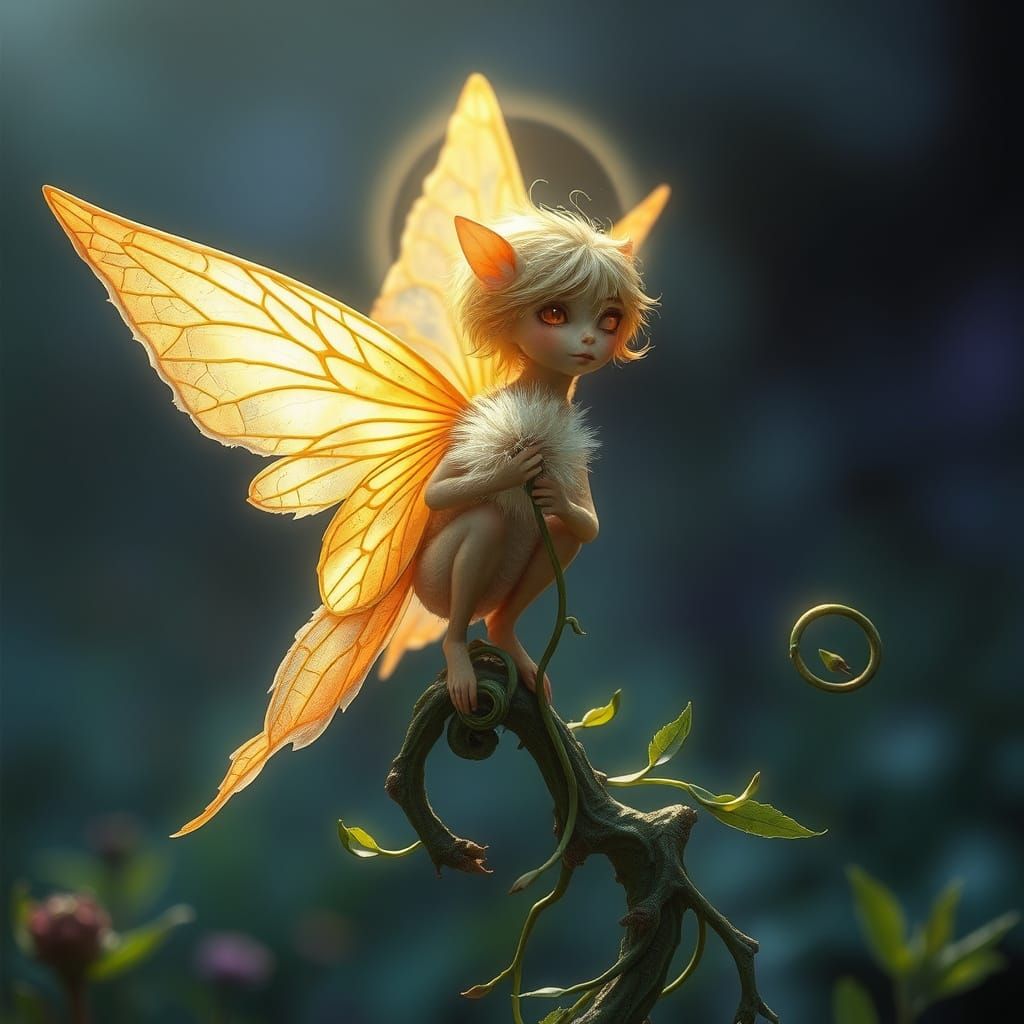 Enchanted Fairy in Golden Wings and Emerald Oasis