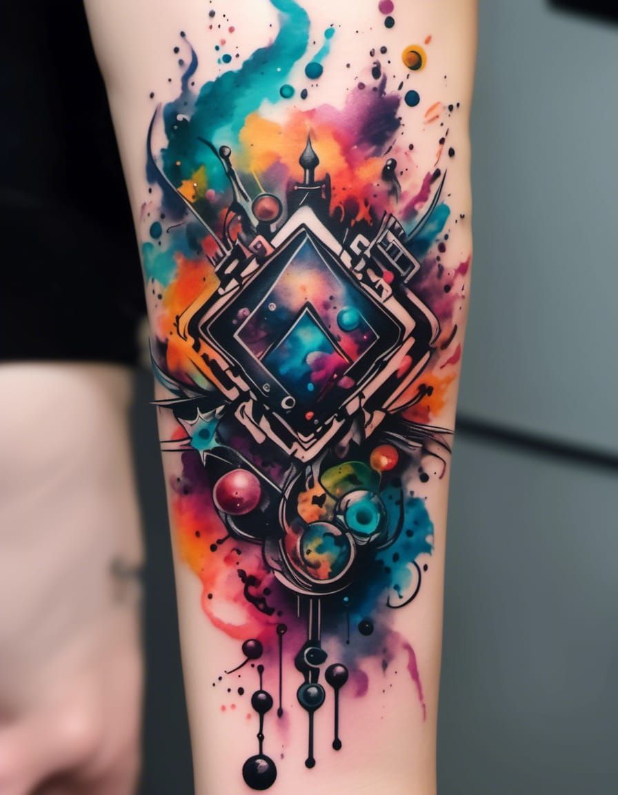 Colorful Chemical Compound Arm Tattoo: Professional Photogra...