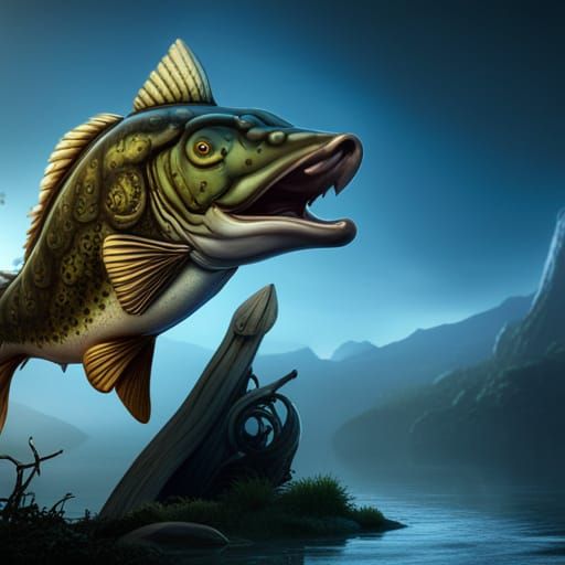 Detailed Matte Painting of a Fishing Pike