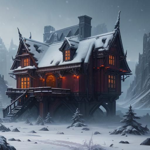 Detailed Snowfall Matte Painting in Deep Color