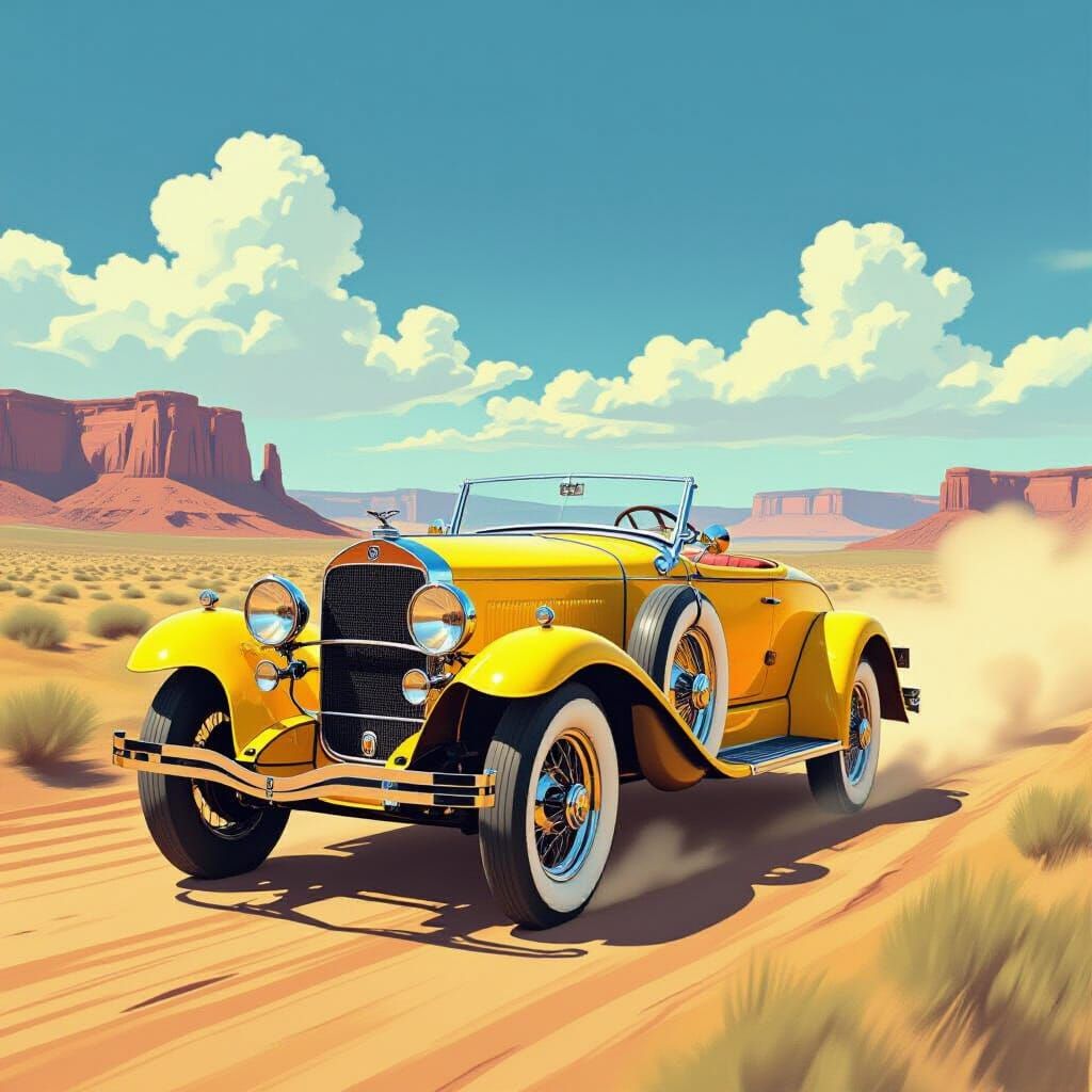 1914 Stutz Bearcat Speeds Down Dusty Desert Road