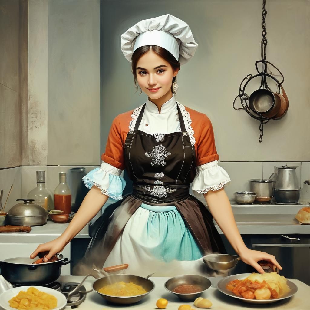Beautiful and Clever Woman Who Knows Cooking