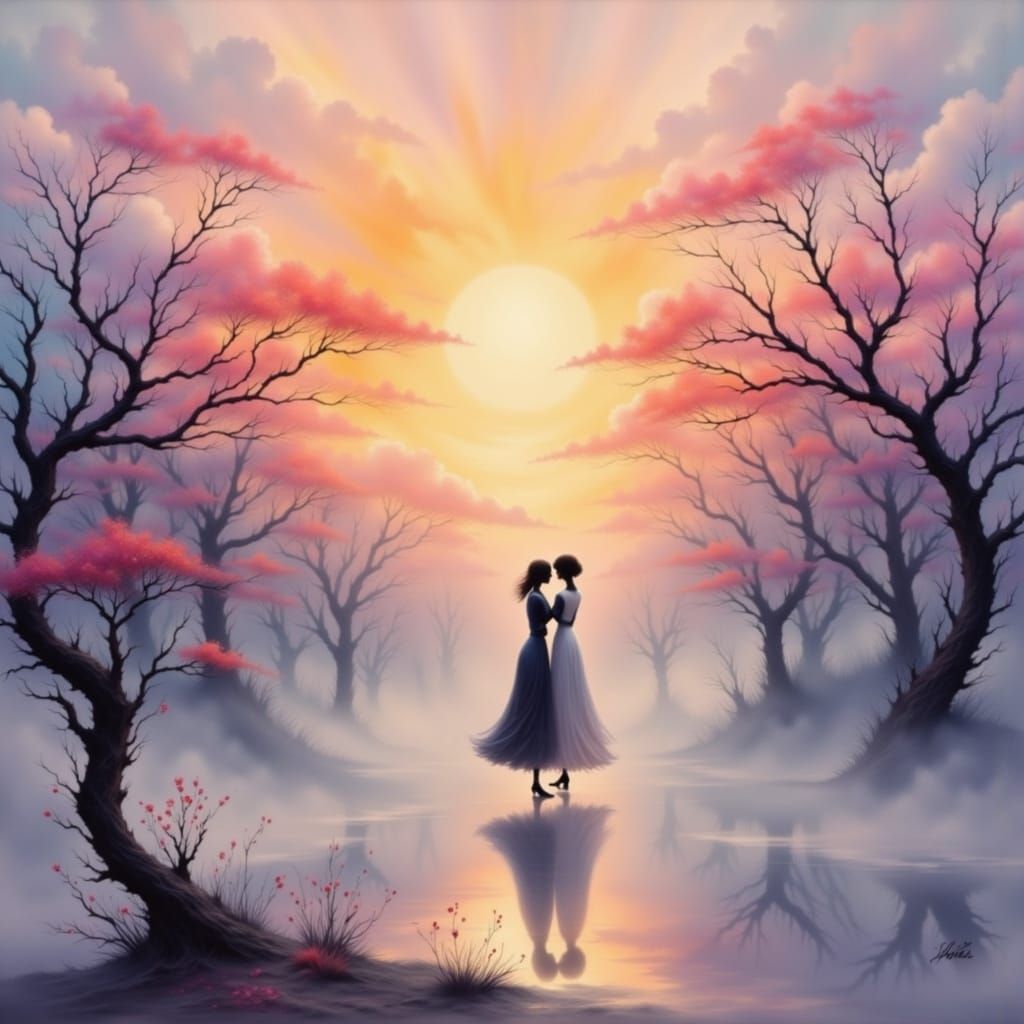 Romantic Silhouettes in Pastel Evening Light