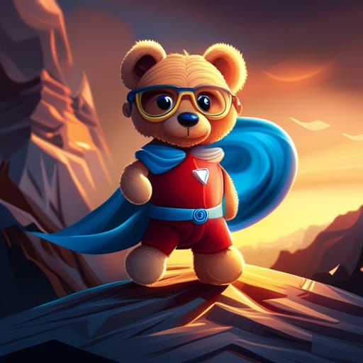 Teddy Bear Superhero: Epic Cinematic Digital Art