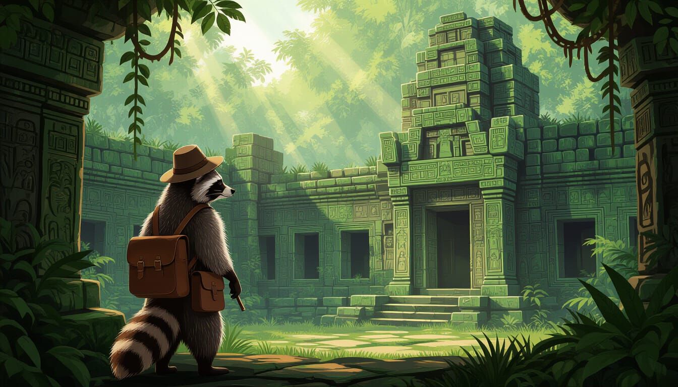 Raccoon Explorer Finds Ancient Jungle Temple Ruins