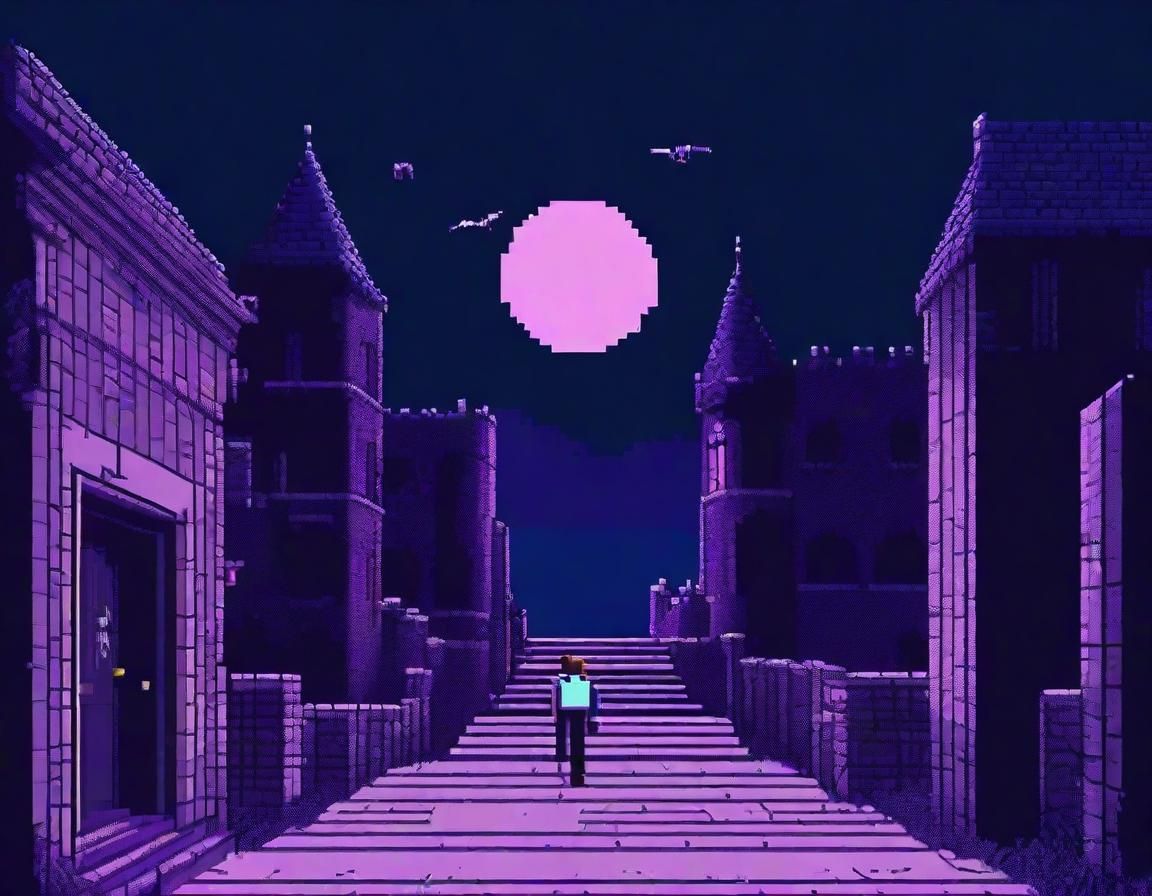 Retro Pixel Art: Zombie Leap to Castle