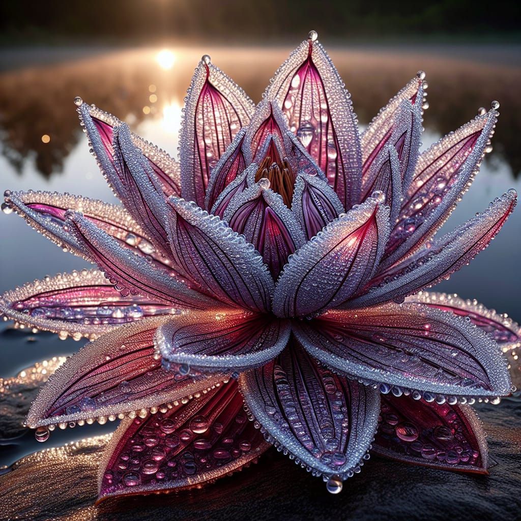 Sparkling Ruby Lily in Morning Sunlight