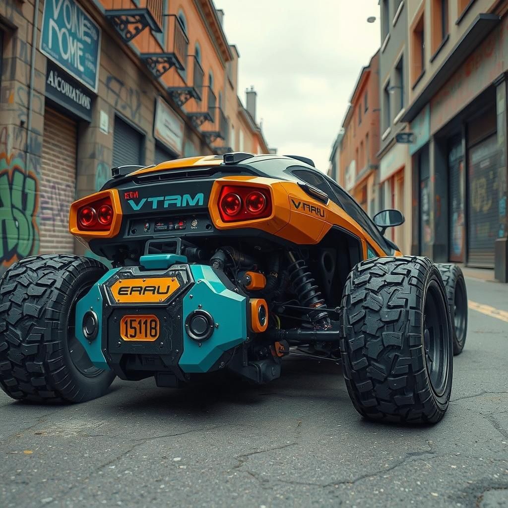 Cyberpunk Future Buggy in Graffiti Street