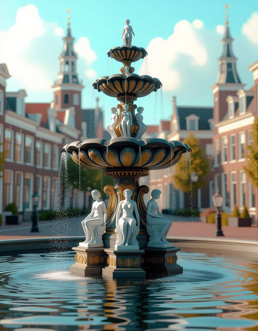 Majestic Fountain of Eternal Youth in Surrealist Style