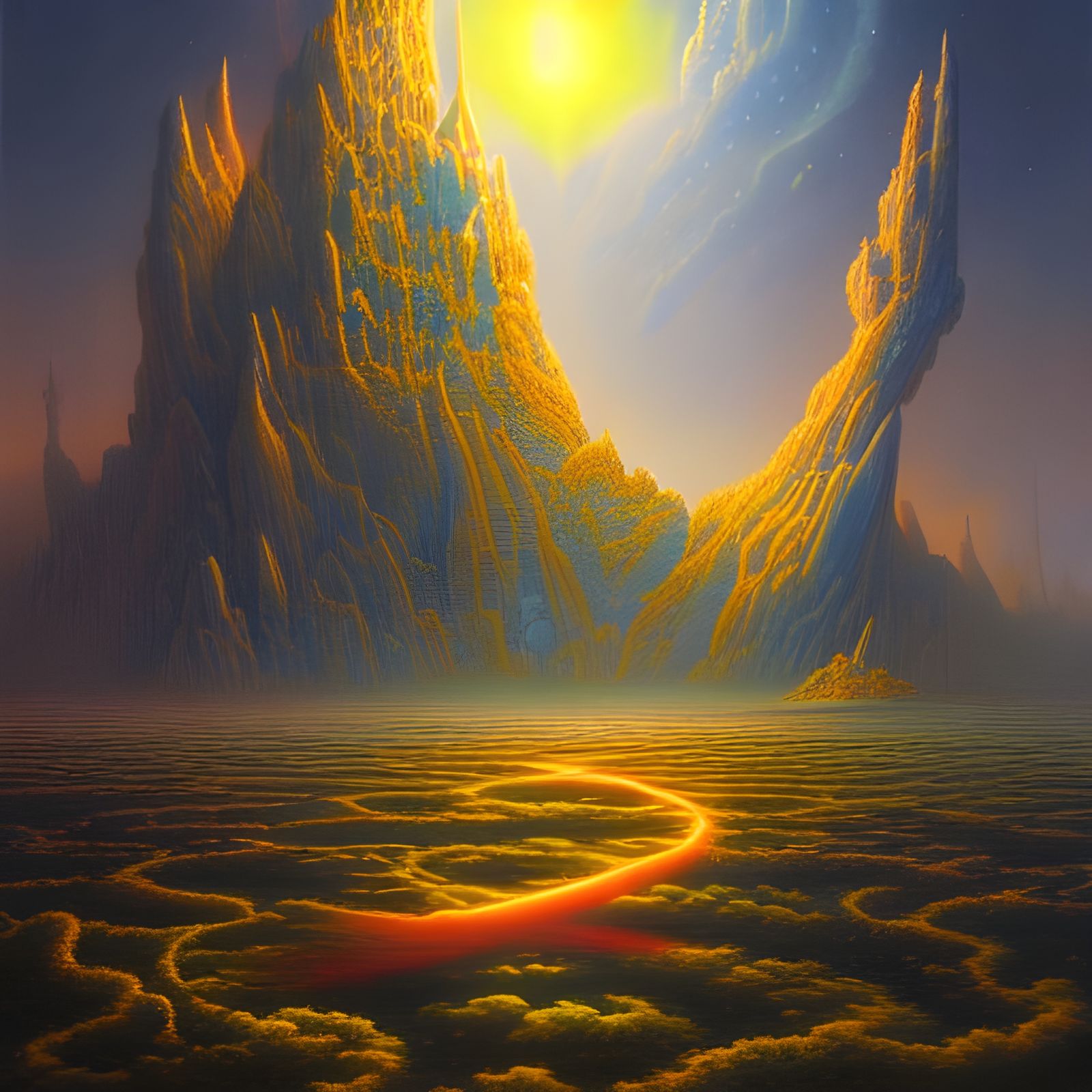 Holographic Cosmic Fantasy Art in Anime Style