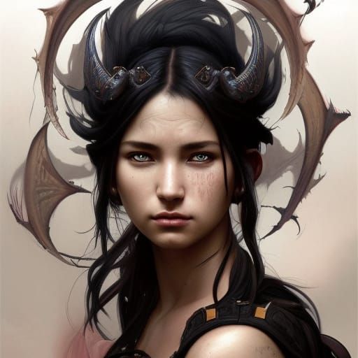 Dragon Warrior Portrait in Hyperdetailed Style