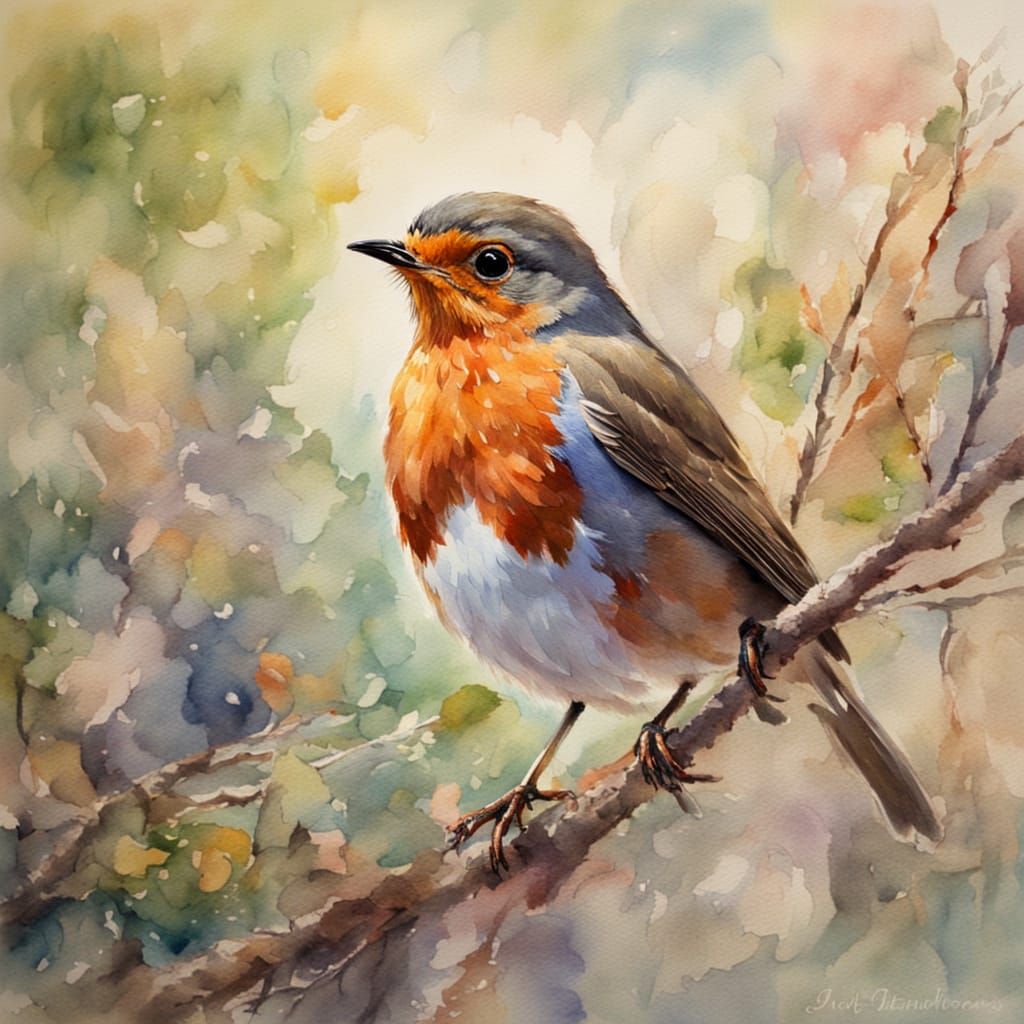 Robin's Topping Out Ceremony: Impressionist Watercolor