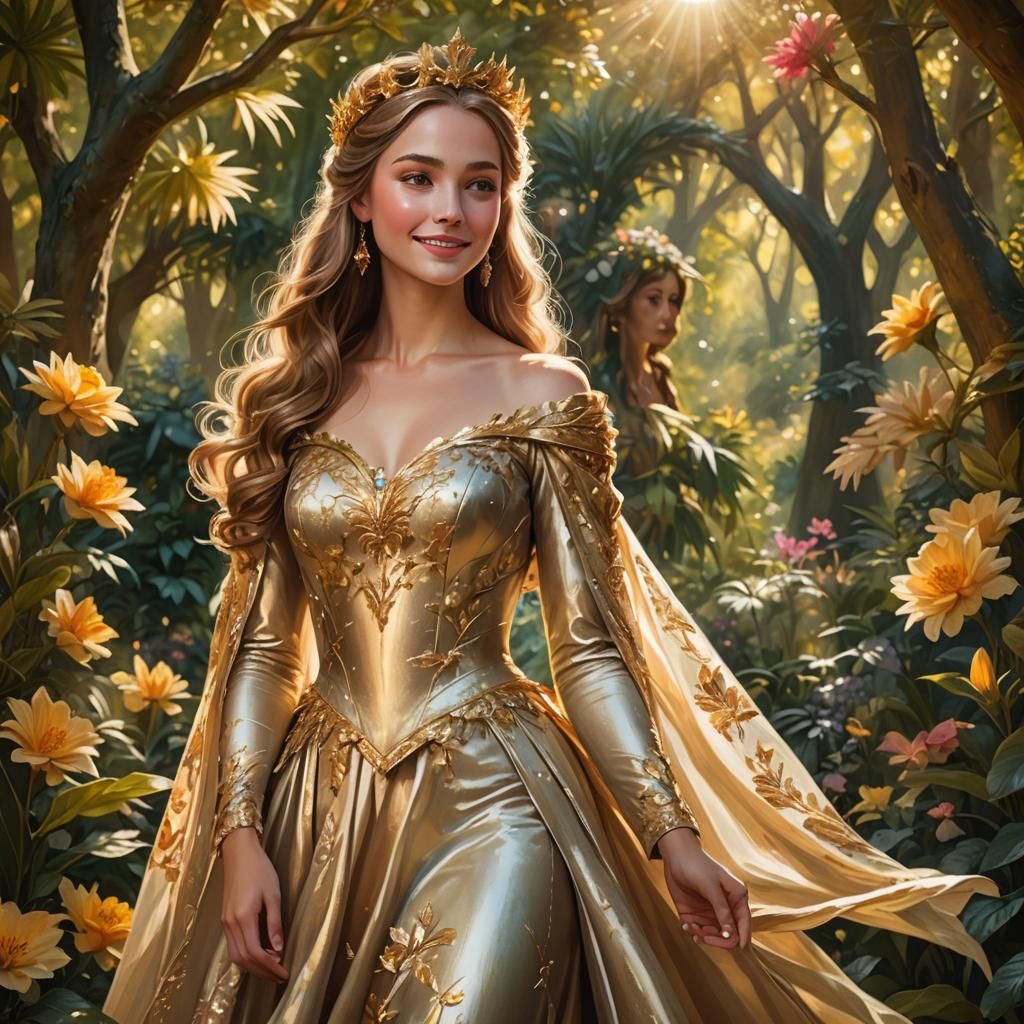 Elegant Fantasy Princess in Lush Garden