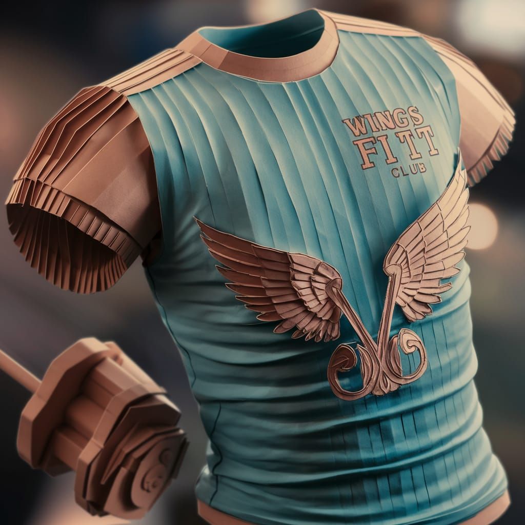 Papercraft T-Shirt with Wings Fit Club Logo