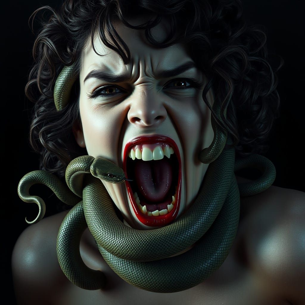 Terrified Woman in Dark, Biomechanical Void