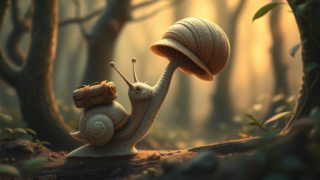 Curious Snail's Forest Adventure: A Whimsical Scene