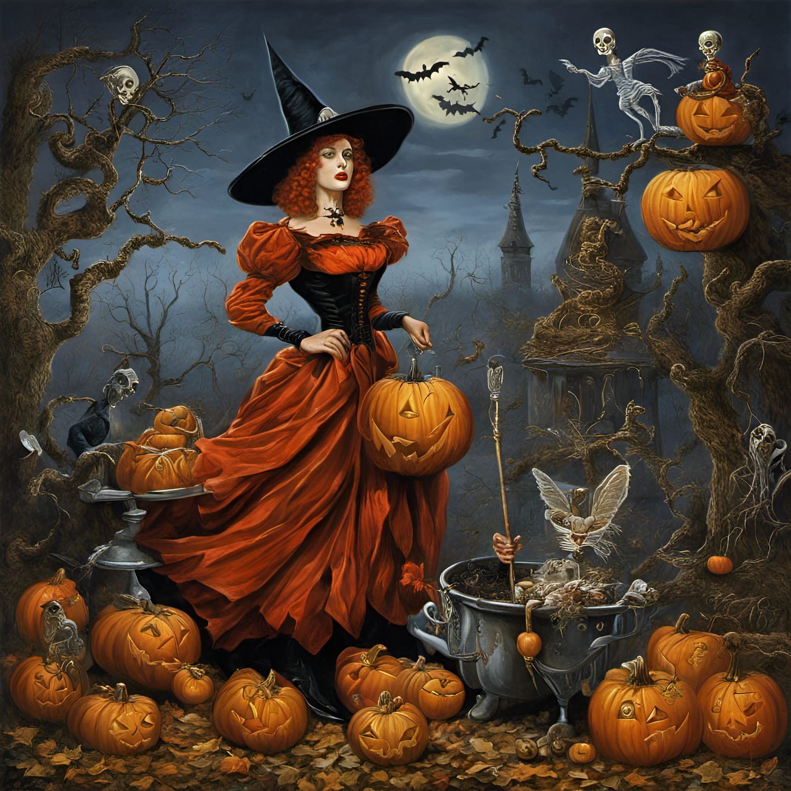 Surreal Halloween Witch Illustration