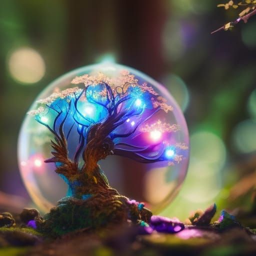 Jeweled Skull in Enchanted Forest: Digital Illustration